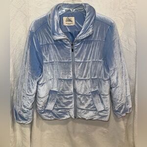 Ashley By 26 International Women's Light Blue Velvet Puffer Jacket u8